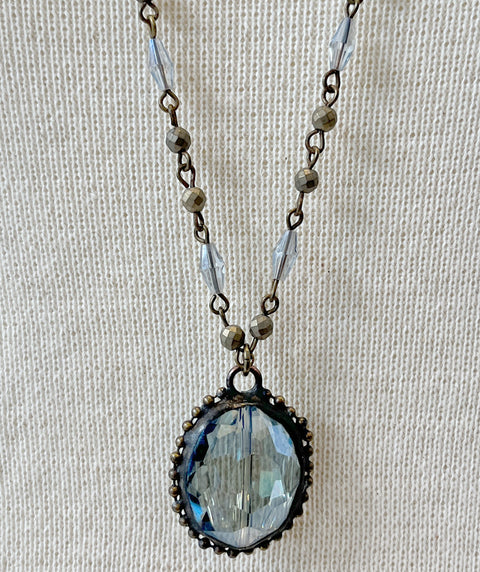 Bluebell necklace antique crystal pendant