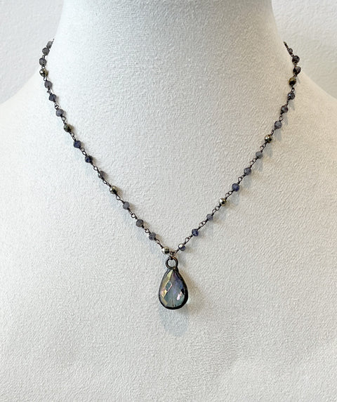 Delicate teardrop crystal pendant necklace