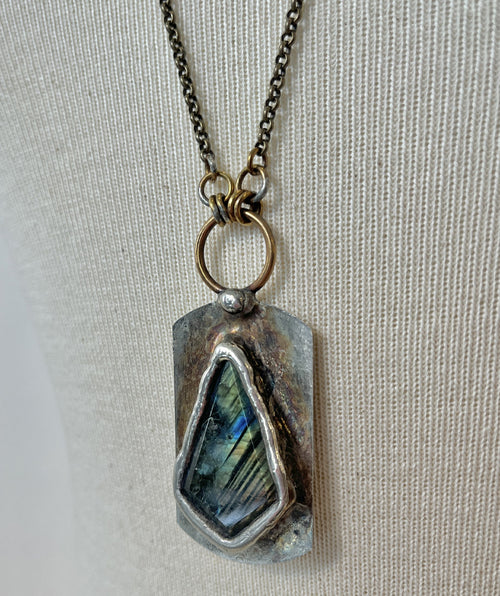 Brass Tag With Labradorite Necklace - Premium necklaces from Mikal Winn - Just $210! Shop now at Mary Walter