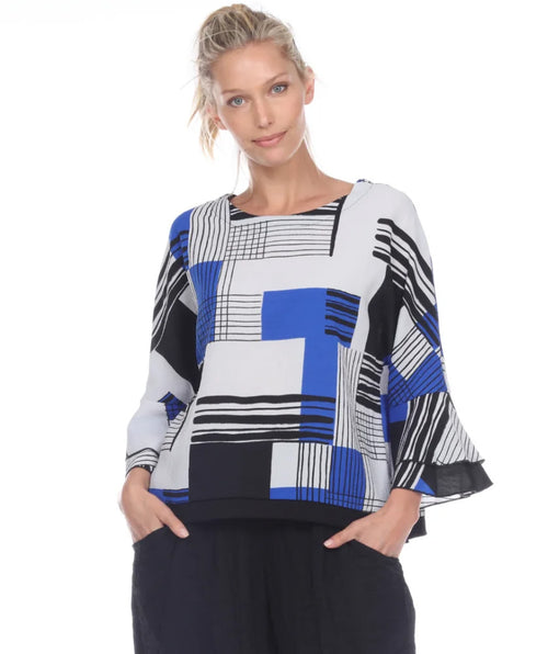 Geo fun top blue - Premium tops from moonlight - Just $164! Shop now at Mary Walter