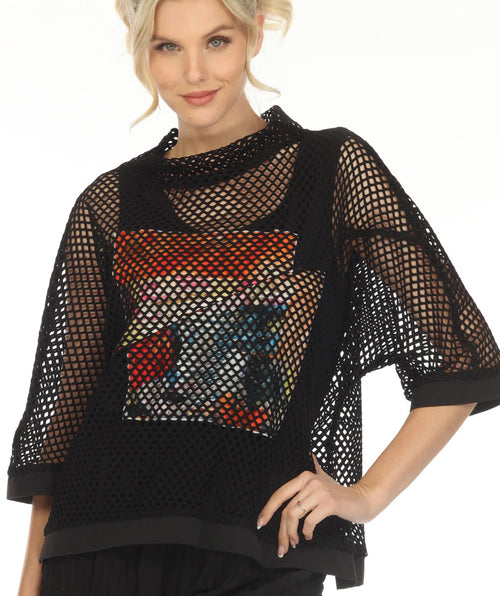 Sheer mesh and graphic topper - Premium tops from moonlight - Just $164! Shop now at Mary Walter