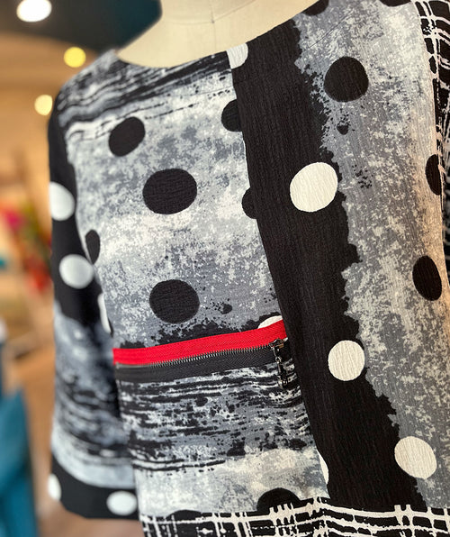 Moonlight Dots and Dashes Black and White Top