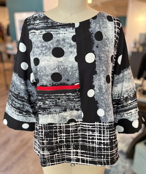 Moonlight Dots and Dashes Black and White Top