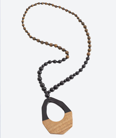 Long Wood Detail Necklace