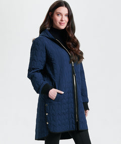 Nikki Jones Fall Quilted Coat Blue/Black