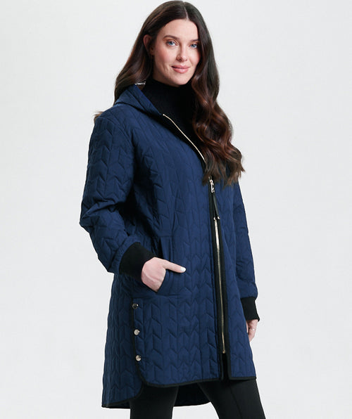Nikki Jones Fall Quilted Coat Blue/Black