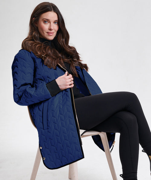 Nikki Jones Fall Quilted Coat Blue/Black