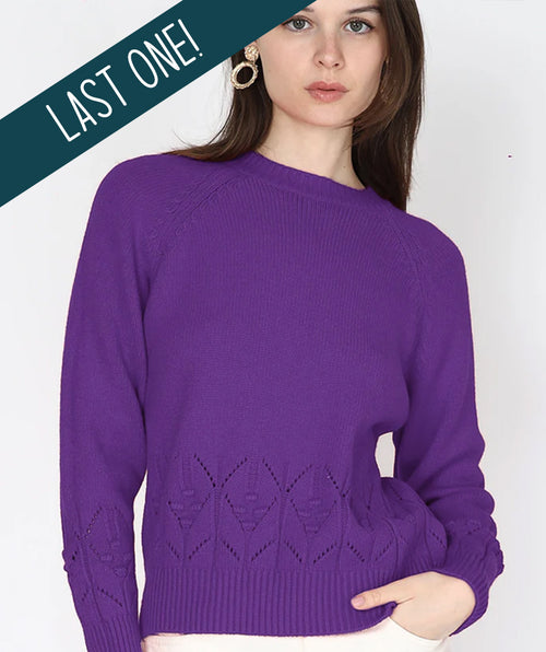 Open Knit Detail Sweater Violet One Size