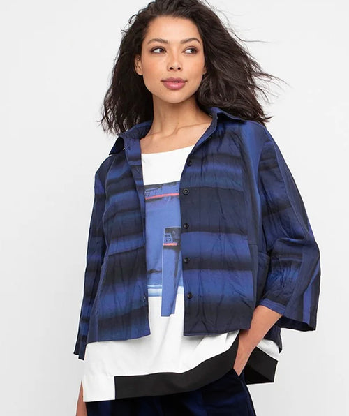 Ozai n Ku Blue Spectrum Crinkle Shirt