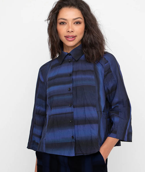 Ozai n Ku Blue Spectrum Crinkle Shirt