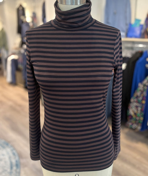 Part Two Efinas Stripe Turtleneck Brown/Black