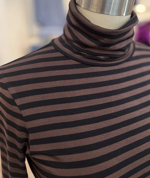 Part Two Efinas Stripe Turtleneck Brown/Black