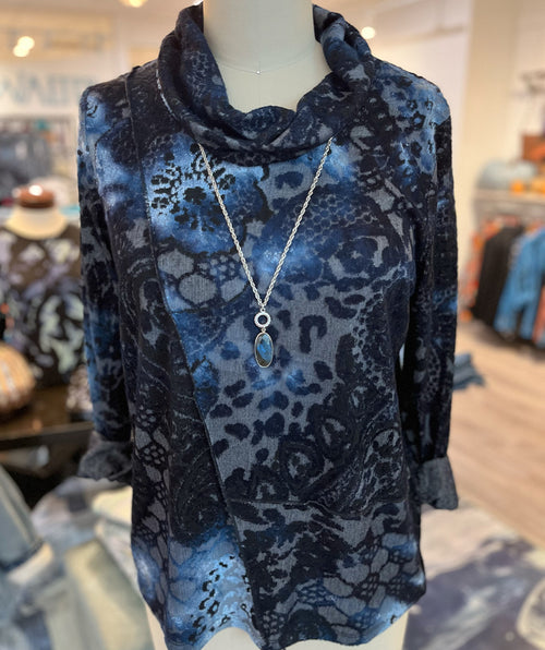 Picadilly Burnout Velvet Cowl Top