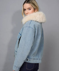 Picadilly Faux Fur and Denim Coat