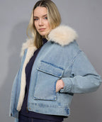 Picadilly Faux Fur and Denim Coat