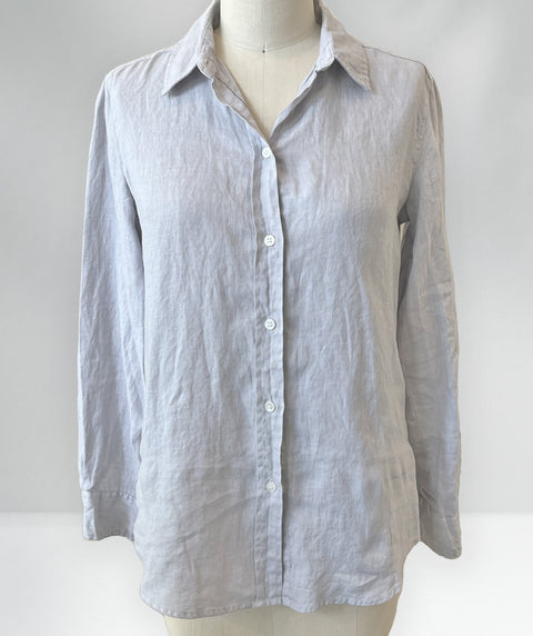 Long washed linen shirt dove
