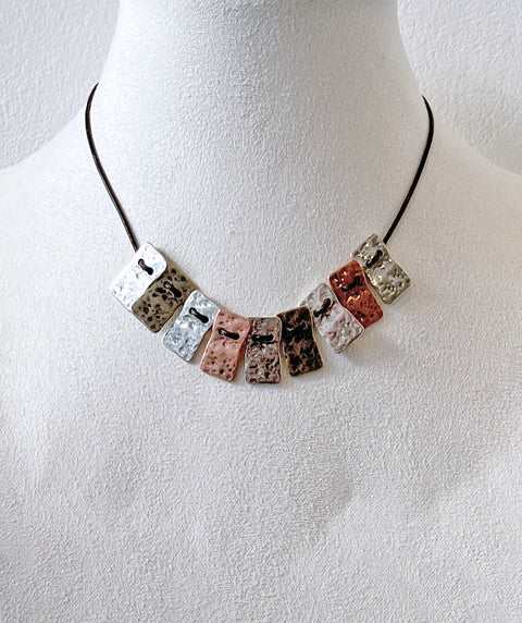 Copper an silver rectangles necklace