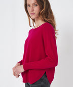 Repeat Raglan Round Hem Cashmere Pullover Ruby