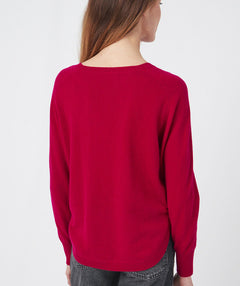 Repeat Raglan Round Hem Cashmere Pullover Ruby