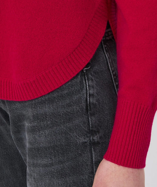 Repeat Raglan Round Hem Cashmere Pullover Ruby