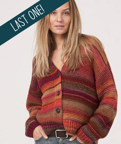 Repeat Colorful Stripe Cardigan Ruby