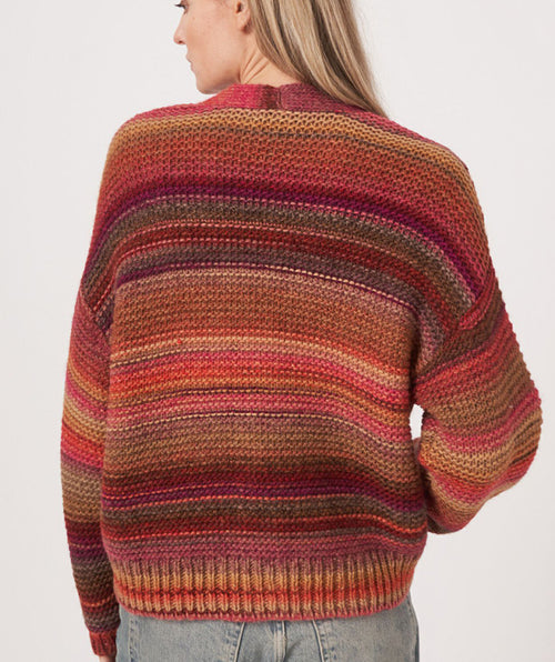 Repeat Colorful Stripe Cardigan Ruby