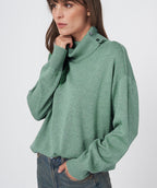 Repeat Relaxed Button Detail Turtleneck Pullover