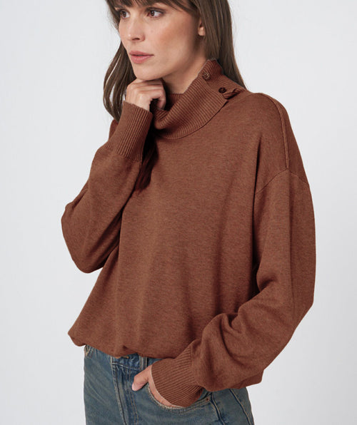 Repeat Relaxed Button Detail Turtleneck Pullover