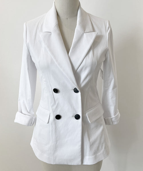 Double breasted cotton blazer White - Premium jackets from Repeat Cashmere - Just $103.20! Shop now at Mary Walter