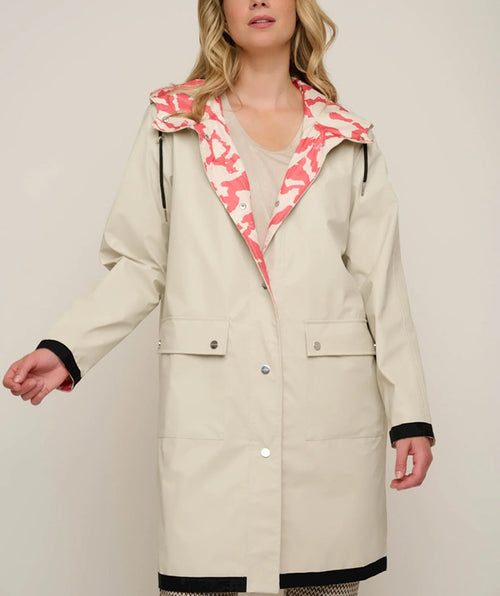 Reversible Raincoat Birch and Coral