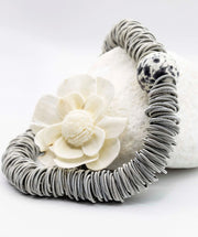 Silver Rings Porcelain Bead Necklace