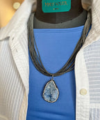 Sea Lily Blue Druzy Shimmer Necklace
