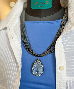 Sea Lily Blue Druzy Shimmer Necklace
