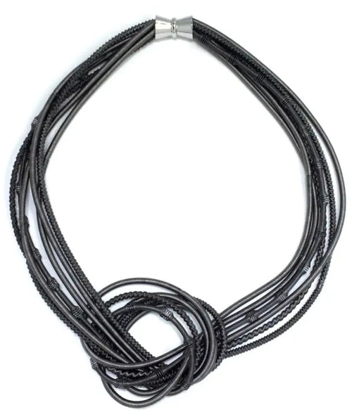 Sea Lily Large Knot Necklace Textured Black
