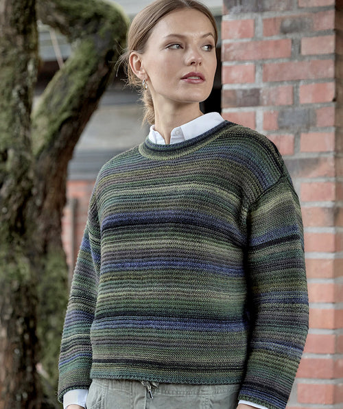 Skovhuus Marled Stripe Blue and Green Pullover