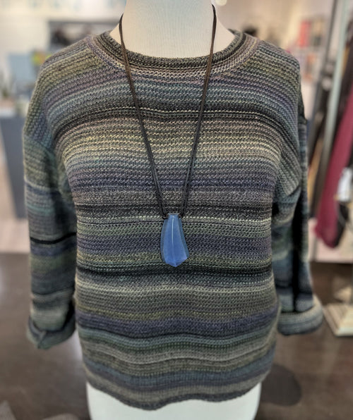 Skovhuus Marled Stripe Blue and Green Pullover