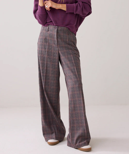 Summum Plaid Wide Leg Trouser