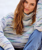 Tribal Cozy Colorful Turtleneck Pullover