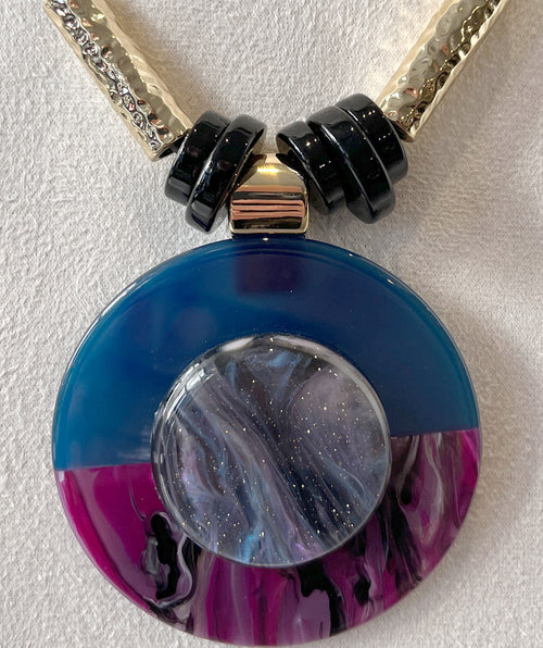 2 circle resin pendant necklace - Premium necklaces from Mary Walter - Just $52.50! Shop now at Mary Walter
