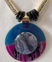 2 circle resin pendant necklace