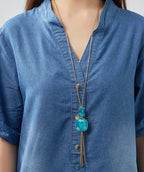 Ullabeth Long Turquoise Resin Necklace