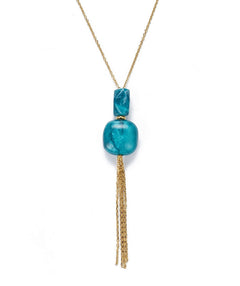 Ullabeth Long Turquoise Resin Necklace