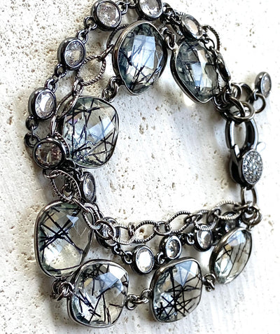 Multi strand bracelet rutilated quartz