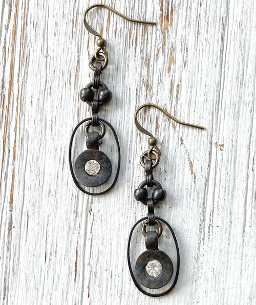 Antique brass crystal drop earring - Premium earrings from Mary Walter - Just $40! Shop now at Mary Walter