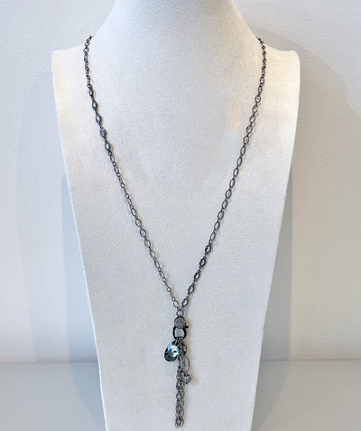 Gems and crystal long necklace