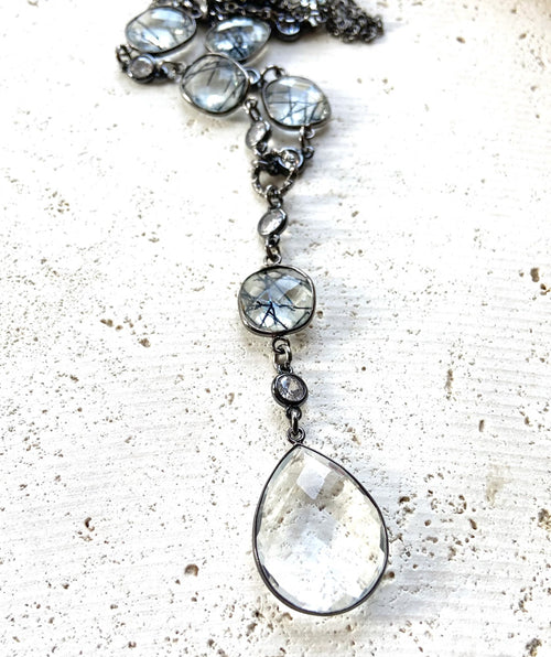Gemstone drop necklace rutilated quartz - Premium necklaces from Mary Walter - Just $100! Shop now at Mary Walter