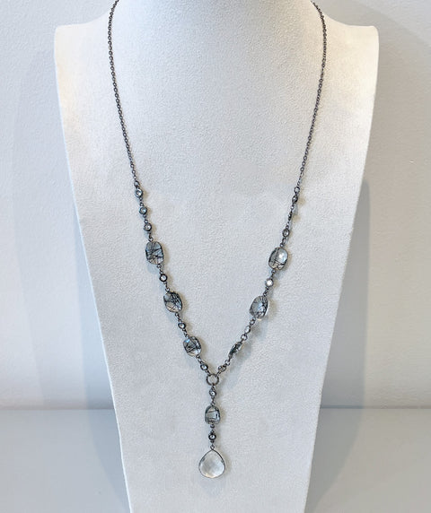 Gemstone drop necklace rutilated quartz