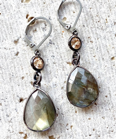 Labradorite teardrop earring
