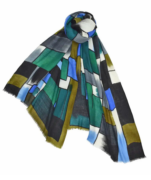 Victoria Color Block Scarf Blue/Green