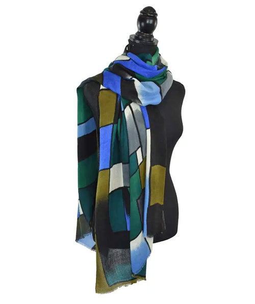 Victoria Color Block Scarf Blue/Green